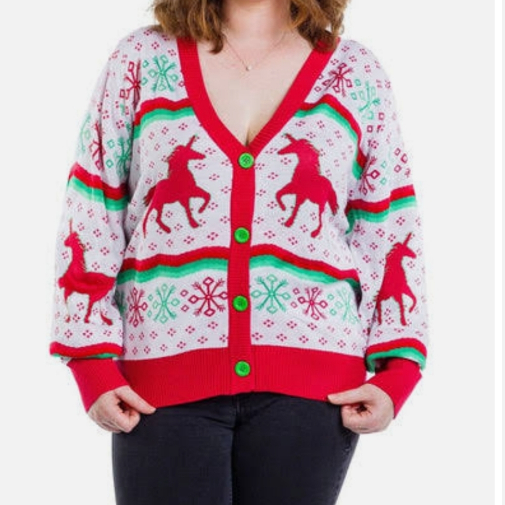 Tipsy Elves Christmicorn Cardigan Size Medium